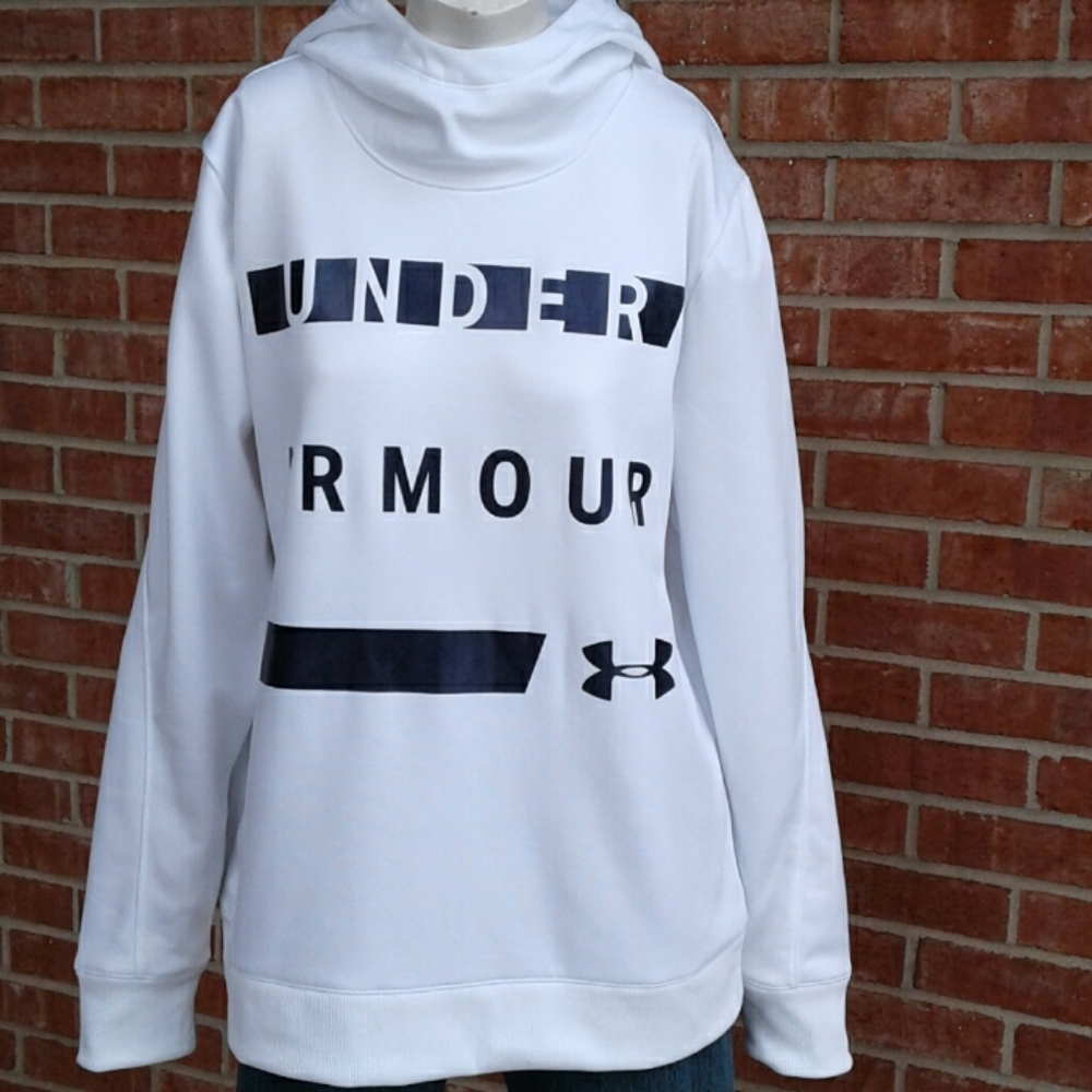 Under Armour White/Multi Logo Fleece Lined Hoodie